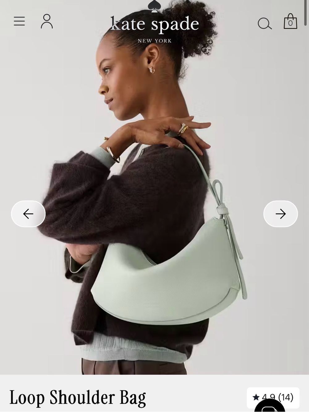 Kate Spade Loop Leather Shoulder bag in Mint Frost NWOT